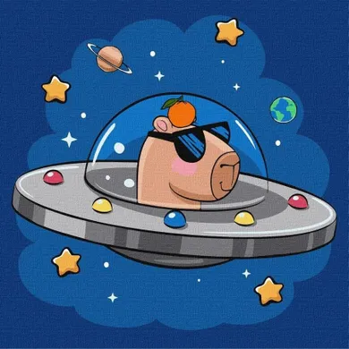 Ideyka, malowanie po numerach, Kapibara w statku, 30-30 cm