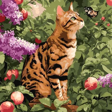Ideyka, malowanie po numerach, Kot bengalski, 40-40 cm