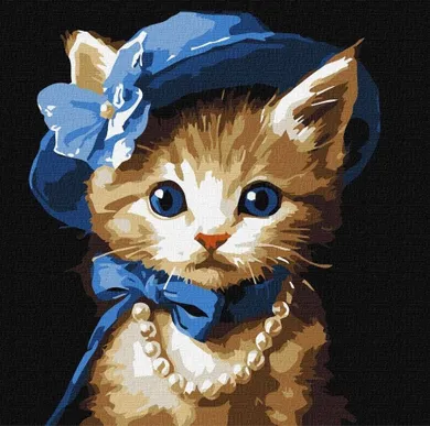 Ideyka, malowanie po numerach, Kotek w kapeluszu, 30-30 cm