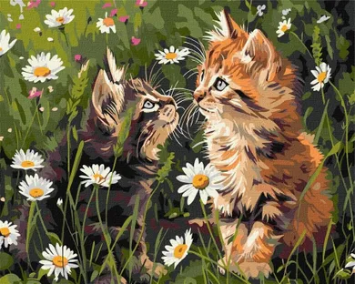 Ideyka, malowanie po numerach, Koty w kwiatach, 40-50 cm