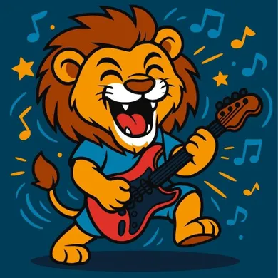 Ideyka, malowanie po numerach, Lew z gitarą Kids, 25-25 cm