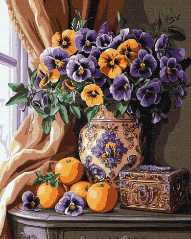 Ideyka, malowanie po numerach, Luksusowe bratki, 40-50 cm