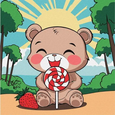 Ideyka, malowanie po numerach, Miś i lizak Kids