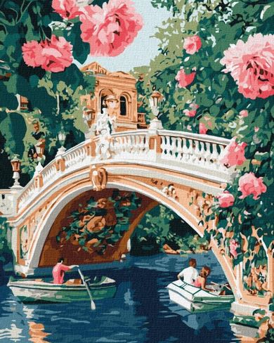 Ideyka, malowanie po numerach, Most i kwiaty, 40-50 cm