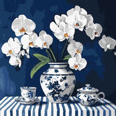 Ideyka, malowanie po numerach, Orchidea w porcelanie
