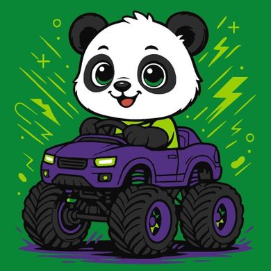Ideyka, malowanie po numerach, Panda w samochodzie Kids
