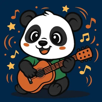 Ideyka, malowanie po numerach, Panda z gitarą Kids