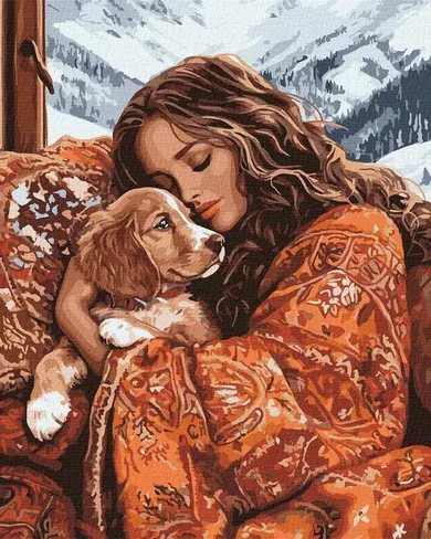 Ideyka, malowanie po numerach, Przytulanie zwierzaka