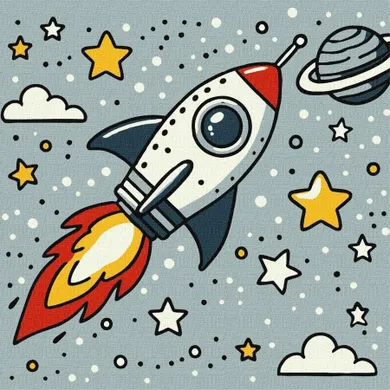 Ideyka, malowanie po numerach, Rakieta kosmiczna