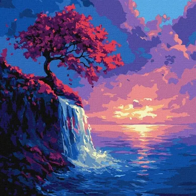 Ideyka, malowanie po numerach, Sakura w strumieniu, 40-40 cm