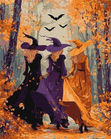 Ideyka, malowanie po numerach, Trzy wedźmy w lesie, 40-50 cm