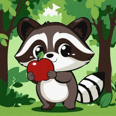 Ideyka, malowanie po numerach, Uroczy szop z jabłkiem