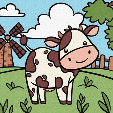 Ideyka, malowanie po numerach, Wesoła krowa, 25-25 cm