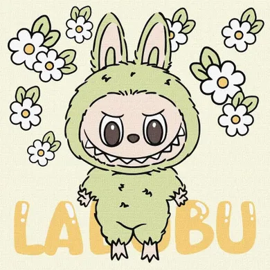 Ideyka, malowanie po numerach, Wesoły Labubu, 25-25 cm