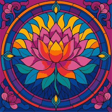 Ideyka, malowanie po numerach, witraż, Lotos, 30-30 cm