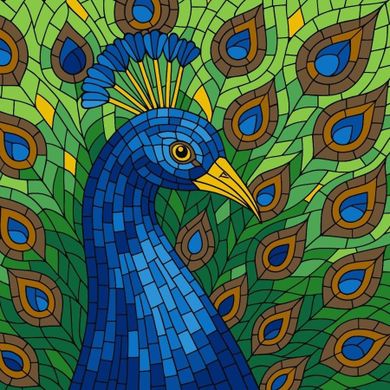 Ideyka, malowanie po numerach, witraż, Paw, 30-30 cm