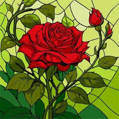 Ideyka, malowanie po numerach, witraż, Róża, 30-30 cm