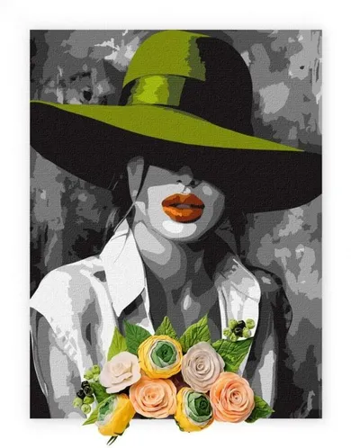 Ideyka, malowanie po numerach, z glinką, 30-40cm Kobieta w kapeluszu, 30-40 cm