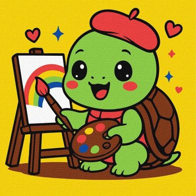 Ideyka, malowanie po numerach, Żółwik artysta, 25-25 cm