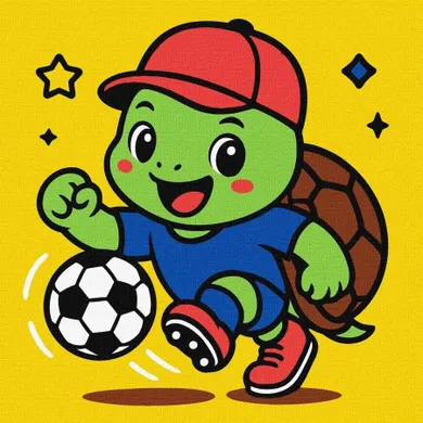 Ideyka, malowanie po numerach, Żółwik gra w piłkę nożną