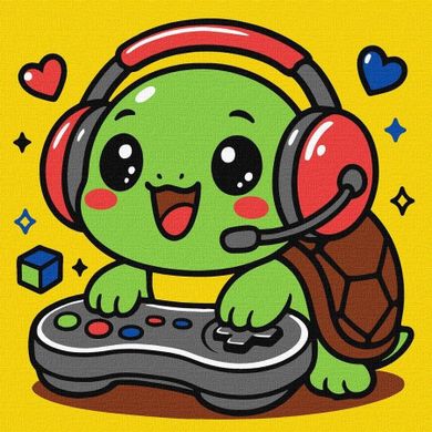 Ideyka, malowanie po numerach, Żółwik gracz, 25-25 cm