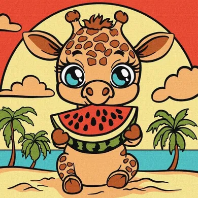 Ideyka, malowanie po numerach, Żyrafa i arbuz, 25-25 cm
