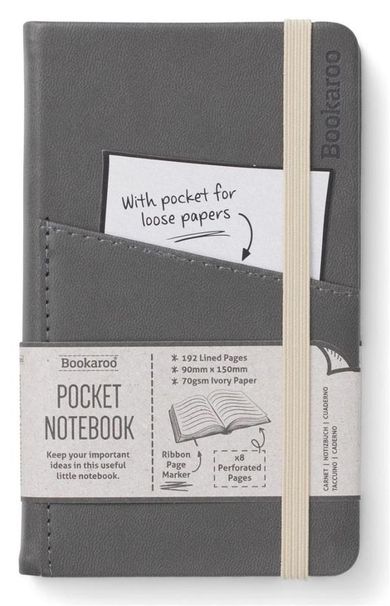 If, Bookaroo, Journal, notatnik, pocket A6, szary, 1 szt.