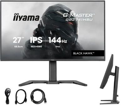Iiyama, monitor, 27", GB2741HSU-B1 IPS, FHD, 144Hz, 1ms, 2xUSB, 350cd, HDMI, DP, HAS (150) PIVOT