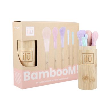ilū, BambooM! zestaw 5 pędzli do makijażu + bambusowa tuba do przechowywania