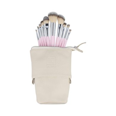 ilū, zestaw 10 pędzli do makijażu z etui, różowy