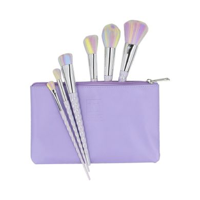 ilū, zestaw 6 pędzli do makijażu z etui, unicorn, pastel