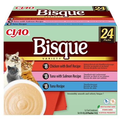 Inaba, Ciao, Bisque, tuńczyk, wołowina, kurczak, przysmak dla kota, 24-40g