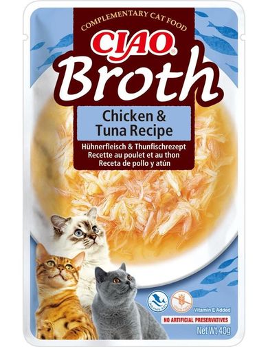 Inaba, Ciao, bulion o smaku kurczaka i tuńczyka, przysmak dla kotów, 40g