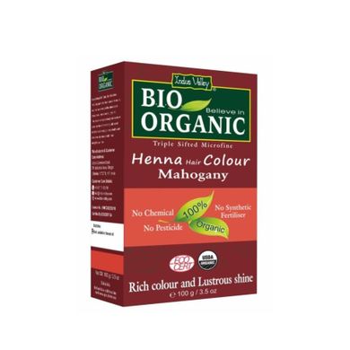 Indus Valley, Henna, farba do włosów na bazie henny, Mahoń, w 100% ekologiczna, vege, 100 g