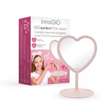 InnoGIO, GIOperfect, Pink Heart, lusterko kosmetyczne z podświetleniem, Serce