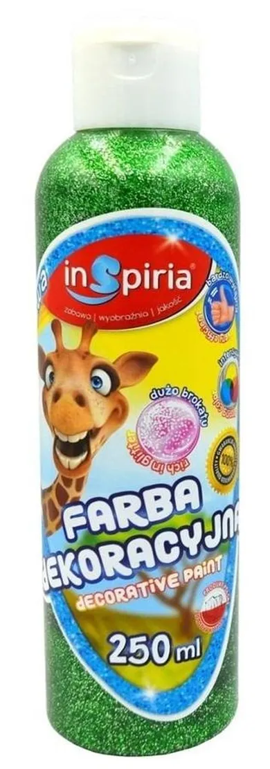 InSpiria, farba dekoracyjna, brokatowa, zielona, 250 ml