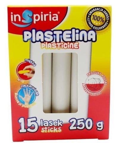 Inspiria, plastelina, biała, 15 lasek, 250g