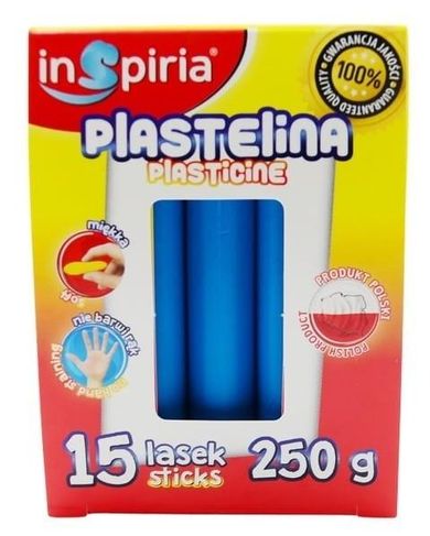 Inspiria, plastelina, niebieska, 15 lasek, 250g