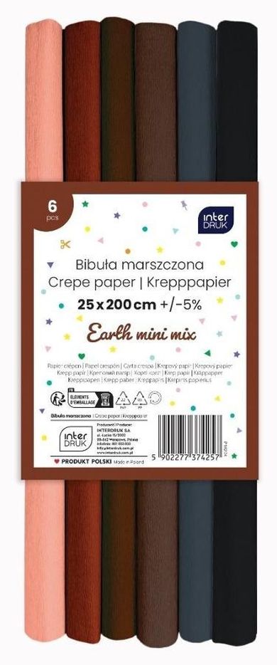 Interdruk, bibuła marszczona, Earth, 200-25 cm, 6 szt.