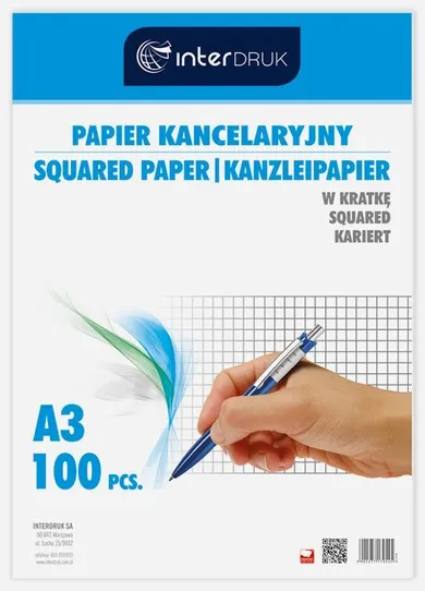 Interdruk, papier kancelaryjny A3, 100 kartek, kratka