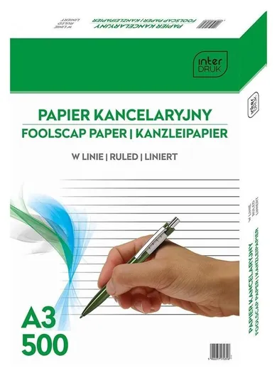 Interdruk, papier kancelaryjny A3, 500 kartek, linia