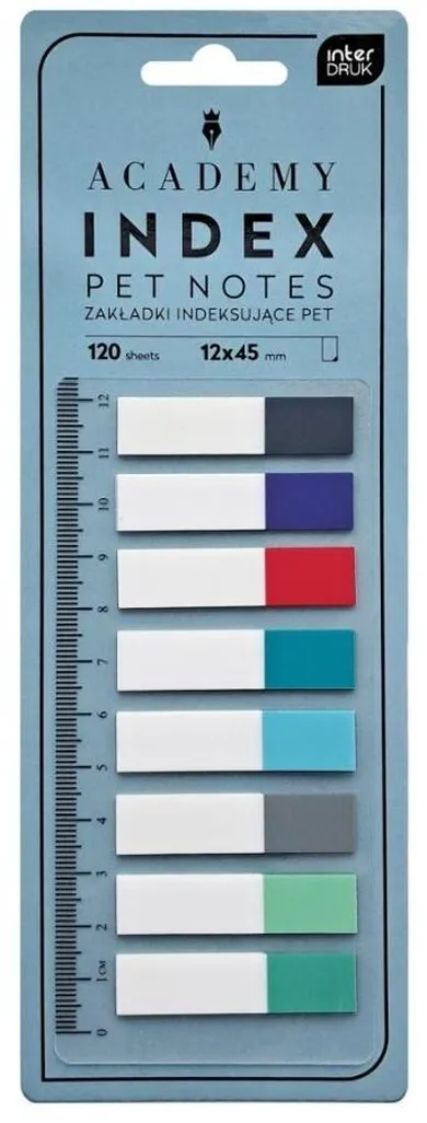 Interdruk, Pet Notes, zakładki indeksujące z linijką, Academy, 120 szt.