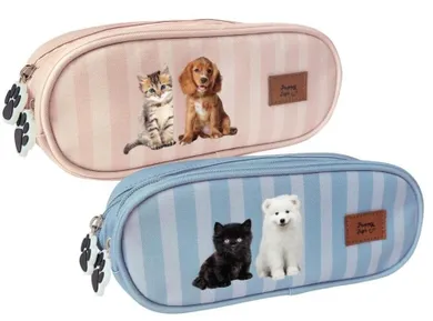 Interdruk, piórnik saszetka, 2-komorowy, Puppy Sign, 1 szt.