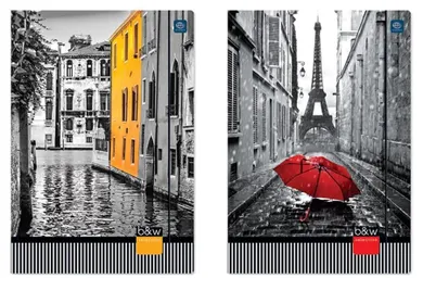 Interdruk, teczka z gumką A4, czarno biała, 1 szt.