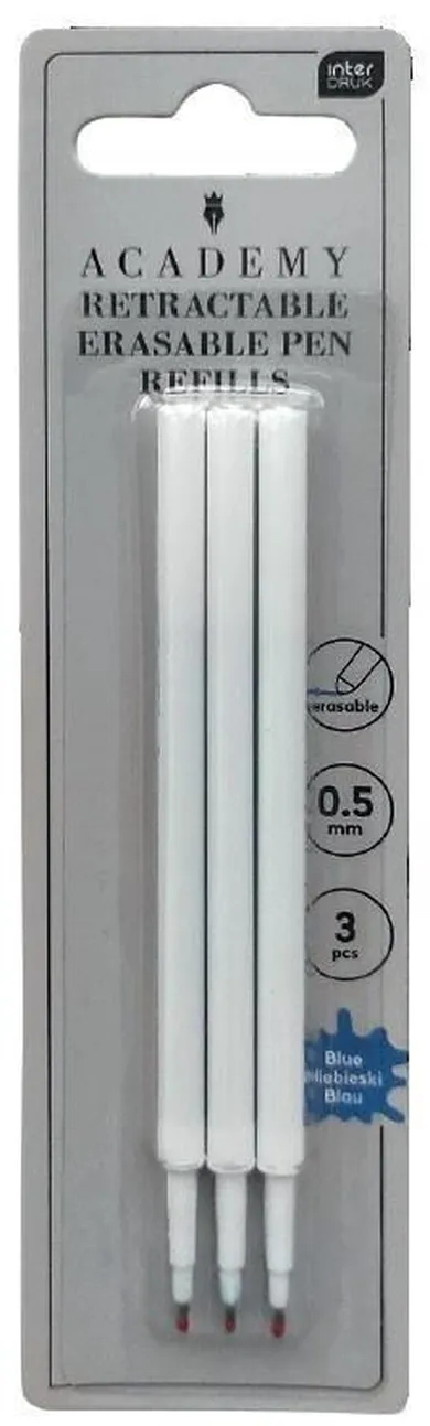 Interdruk, wkłady do długopisów ścieralnych automatycznych, niebieski, 3 szt.