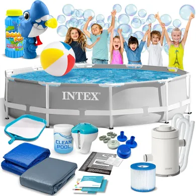 Intex, basen ogrodowy, stelażowy, 15w1, z maszyną do baniek, 305-76 cm