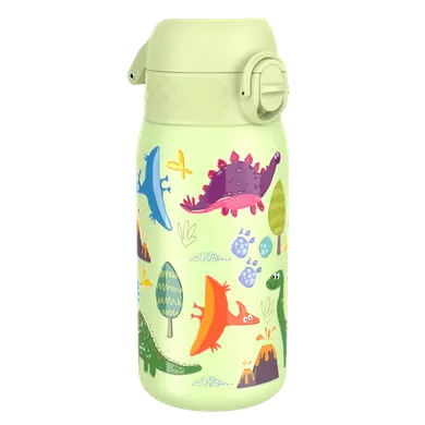 ION8, Dinozaury, stalowy bidon z ustnikiem, zielony, 400 ml