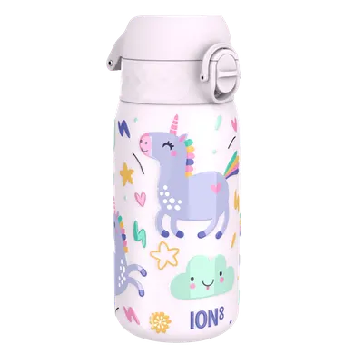 ION8, Jednorożec, stalowy bidon z ustnikiem, liliowy, 400 ml