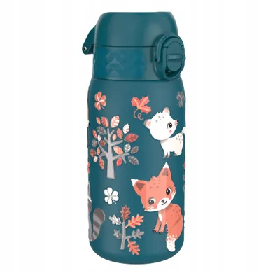 ION8, Leśne zwierzęta, stalowy bidon z ustnikiem, zielony, 400 ml