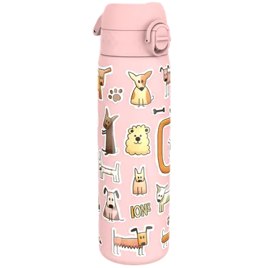 ION8, Pieski, bidon stalowy z ustnikiem, różowy, 600 ml